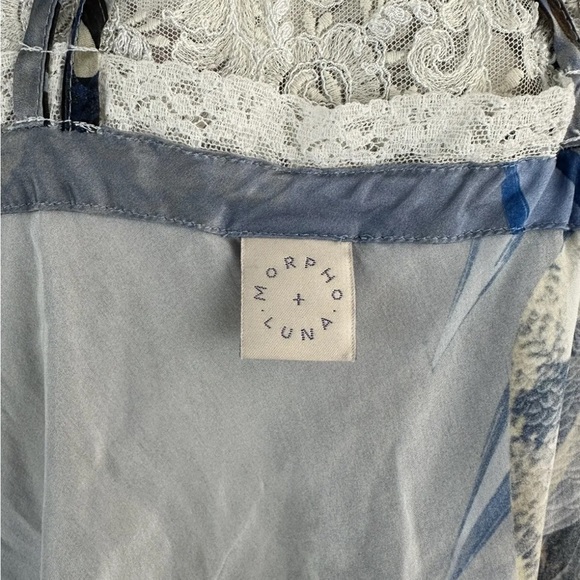 MORPHO + LUNA Silk Slip Dress Lace Trim Butterflies Parrot Print Size M - Picture 3 of 7